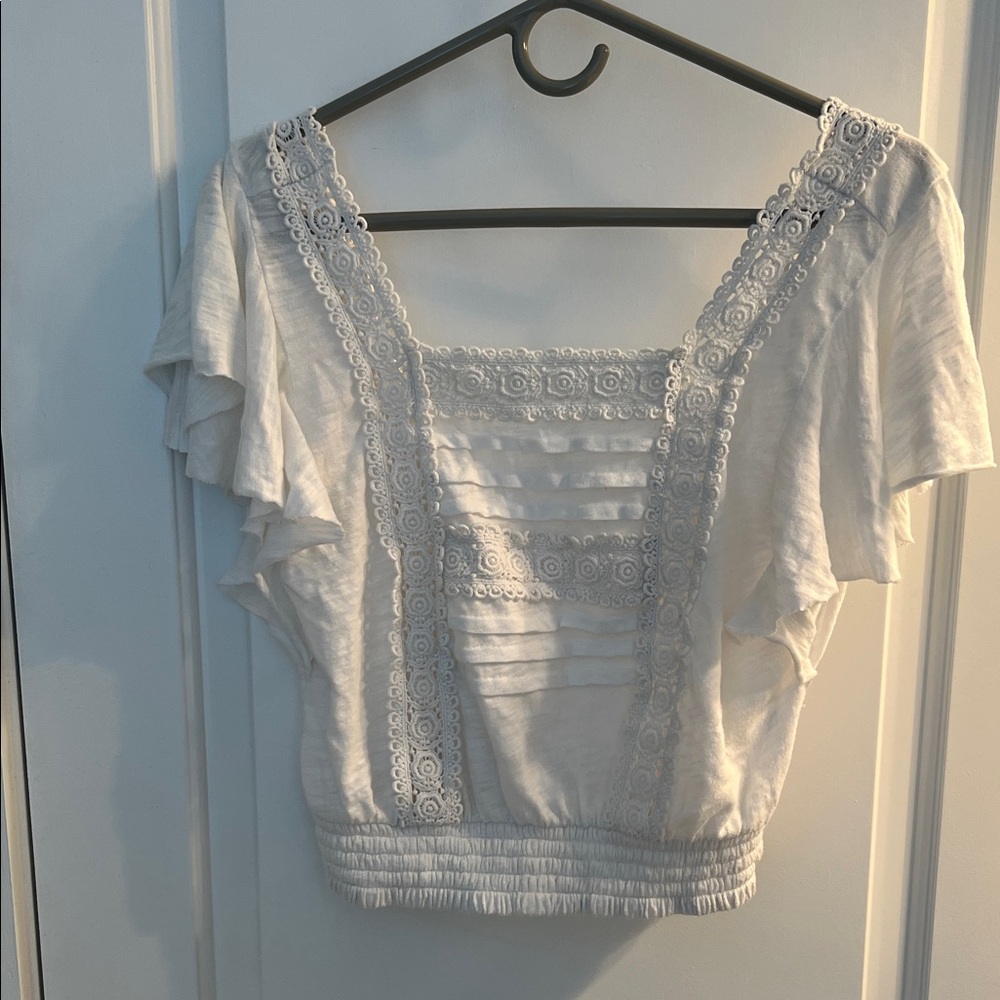 BP White Lace Detail Women's Blouse